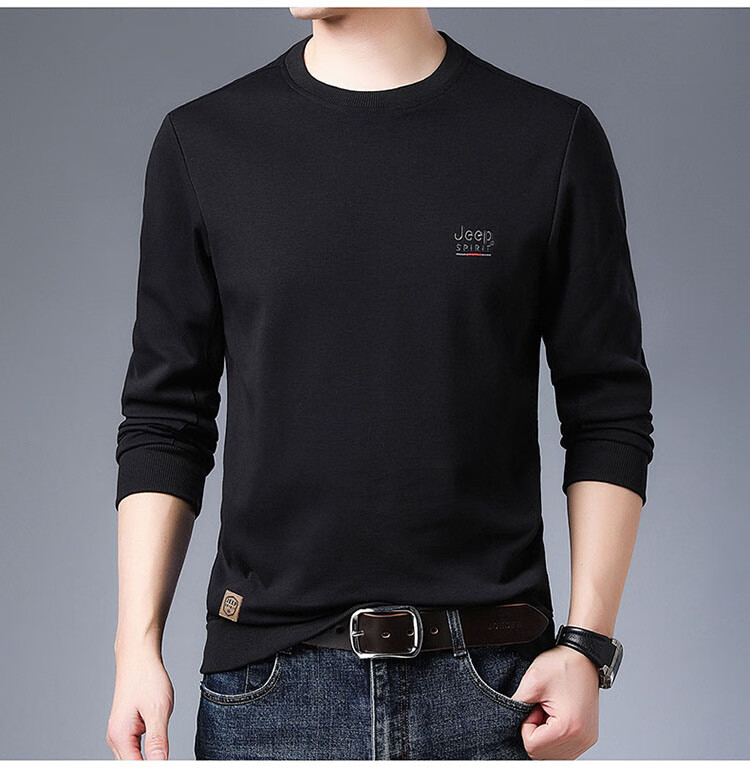 JEEP SPIRIT Men's Sweatshirt, Autumn And Winter Long-Sleeve T-Shirt, Men's Casual Outerwear, Black, Size M 7