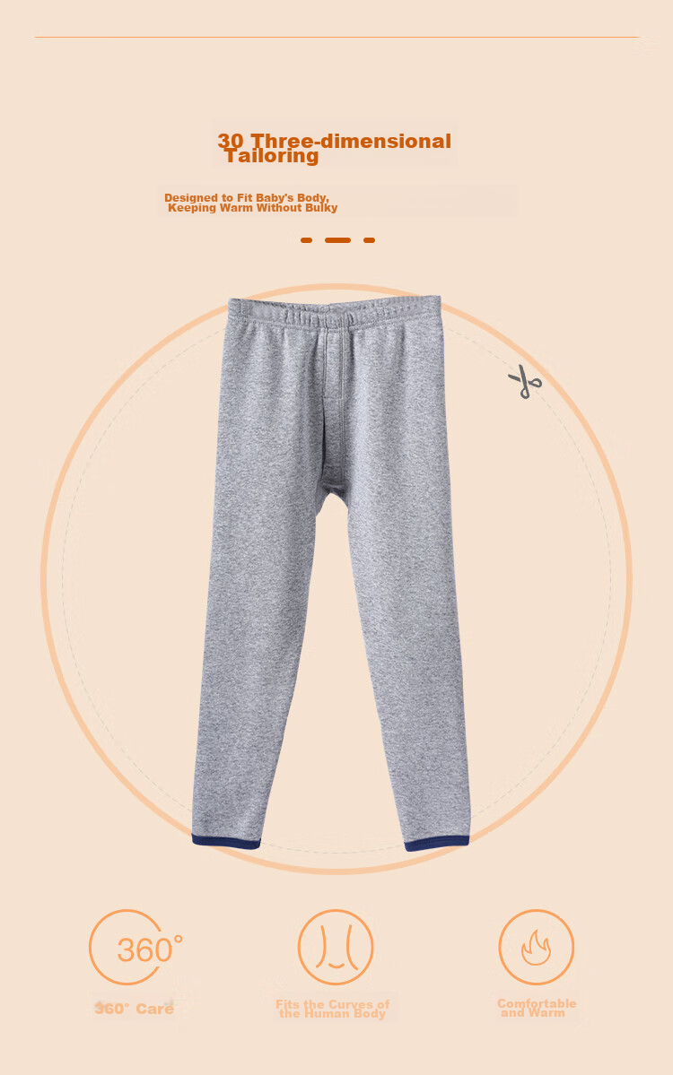 LangSha Autumn New Children's Thermal Pants, Boys And Girls Inner Wear School Uniform Essential, Baby Autumn And Winter Fleece-Lined Thick Cotton Long Johns, Size 110 5