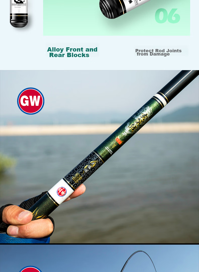 GW Fishing Rod Xuance Ji Big Fish Version, 5.7 Meters, Grass Green Big Fish Platform Fishing Rod, Powerful Pulling Big Fish Rod, Fish Finding Rod, Giant Fish 16