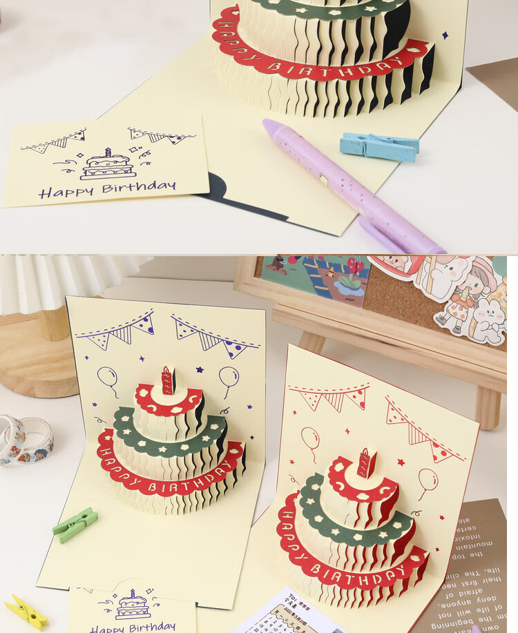 Yuhe 3D Butterfly Pop-up Greeting Card Handwritten DIY Premium Ins Envelope Foldable Ceremony Birthday School Couple Blessing Card Set of 4 4309 4