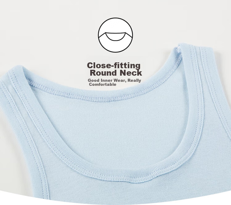 THREEGUN Class A Comfortable Cotton Ribbed Pure Cotton Girls Boys Children Students Round Neck Undershirt Vest 5