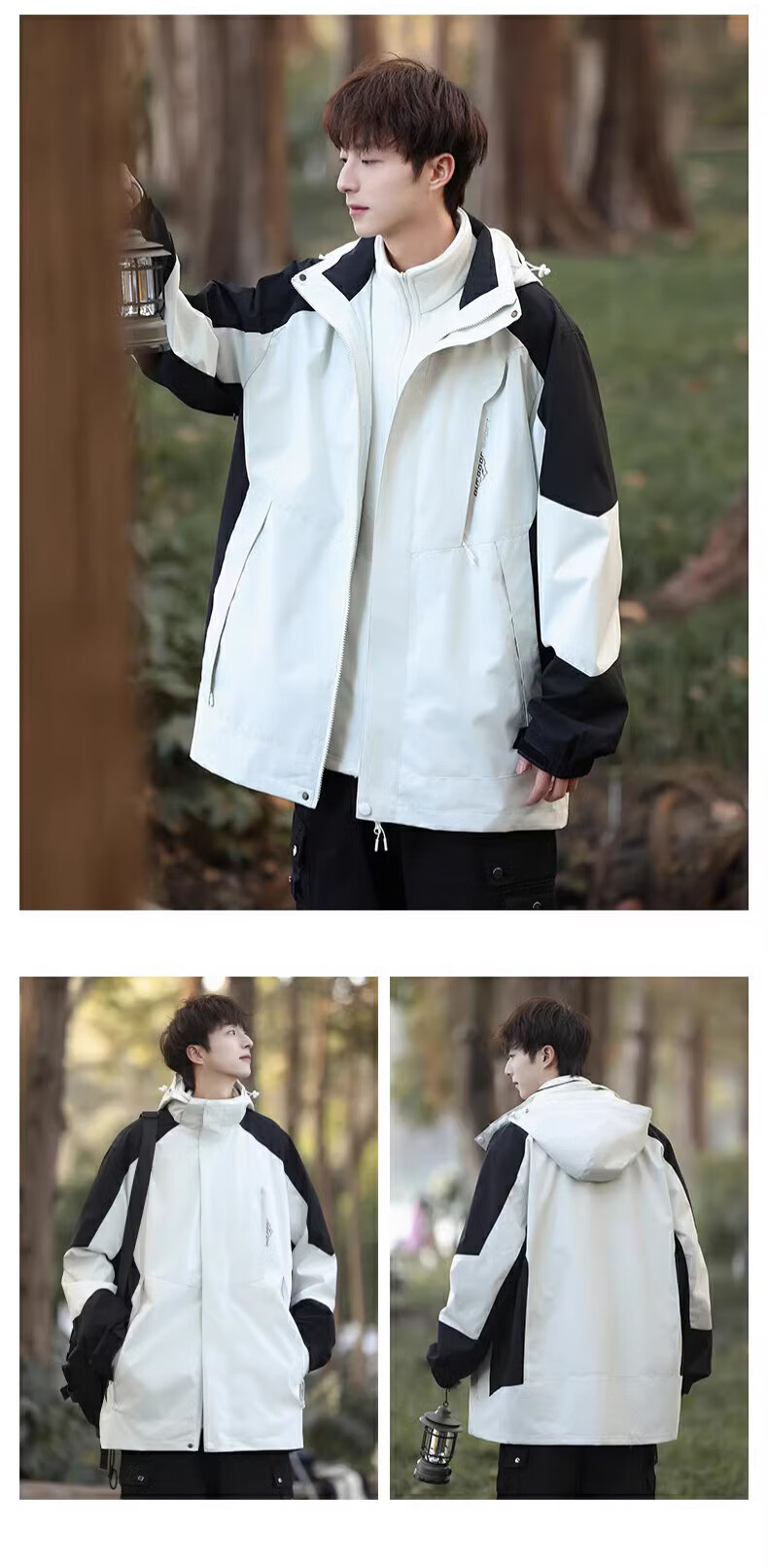 MMOPTOP Shanxi Three-In Outdoor Jacket for Men, Spring And Autumn Hiking Sports Workwear Top 1818 Black L 10