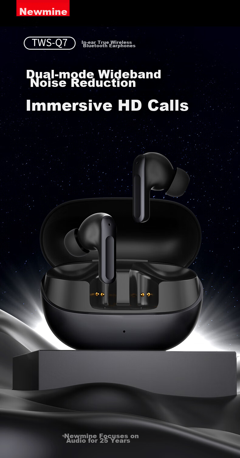 Newmine Q7 True Wireless Bluetooth Earphones, ANC Active Noise Cancellation Headphones, Sports Running Call Noise Reduction, In-Ear Low Latency Ultra-Long Battery Life Universal for Apple Xiaomi Huawei White 1