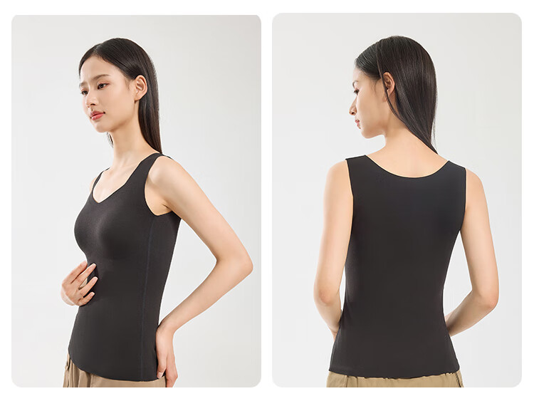 JD Jingzao Summer 100% Wool Base Vest Women Fine Merino Wool Sleeveless Top Tranquil Black XL 18