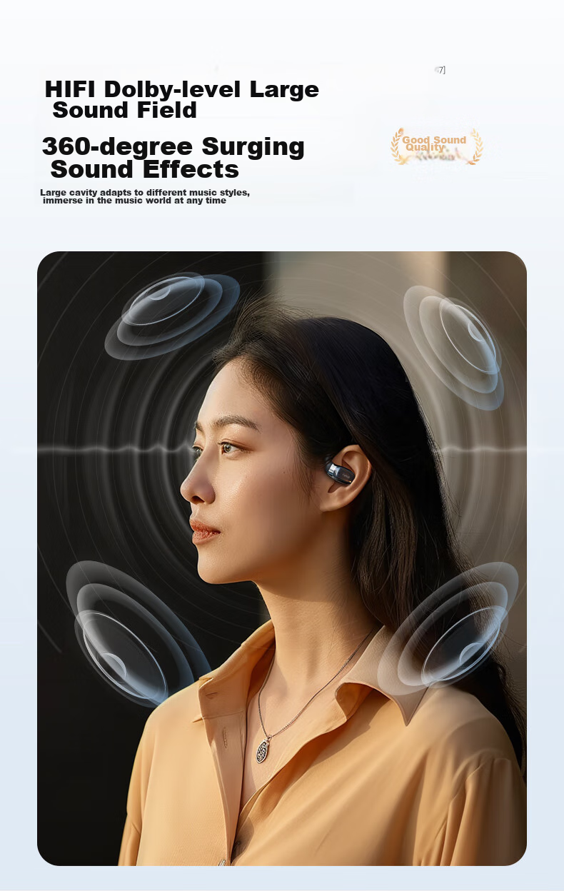 FAMUE M6 Ear-Hook Bluetooth Headphones, Bone Conduction Concept, True Wireless Open-Ear Design, for Sports And Running, Long-Lasting Battery Life, ENC Noise Cancellation Ear Clip, White 7