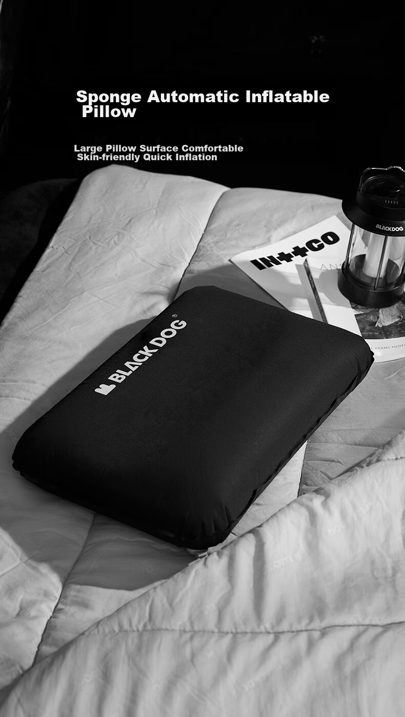 Black Dog 2-in-1 Inflatable Sponge Pillow Camping Air Cushion Lazy Travel Portable Pillow 2