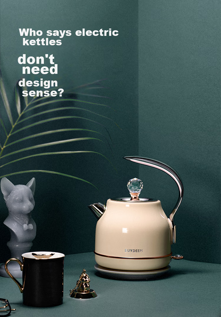 Buydeem Portable Electric Kettle for Home Use, Automatic All-In Design with 304 Stainless Steel, Auto Shut-Off, Stylish Hot Water Kettle K203 Light Pine Gree 3