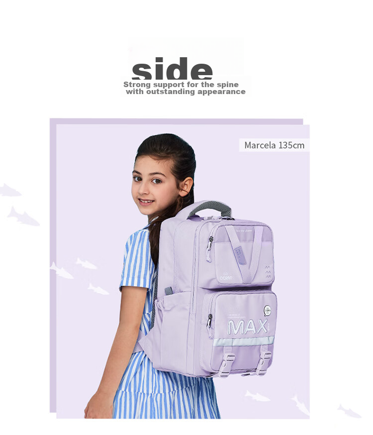 TigerFamily Middle School Backpack for Grades 3-9, Children's Spine-Protecting And Load-Reducing Backpack, Suitable for Boys And Girls 3