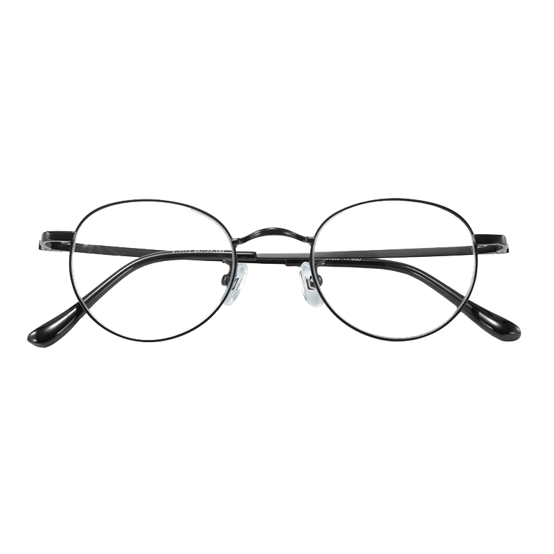 Fushikang Presbyopic Glasses, Retro Round Frame, Imported Fashionable Round Frame for Men And Women, Reading Glasses F1012, Black, -150 Degrees