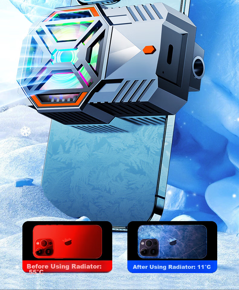 Masentek DY28 Phone Cooler, Semiconductor Magnetic Back Clip Dual-Use, RGB Lighting Effects, Noiseless Cooling, Suitable for Huawei And Apple, E-Sports Grade Strong Cooling, Specially Designed for Mobile Games 6