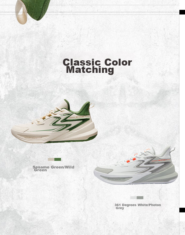 361° Men's Basketball Shoes, BIG3 Team 2.0 Spring Professional Training Breathable Sneakers for Men, 672431108-5 50