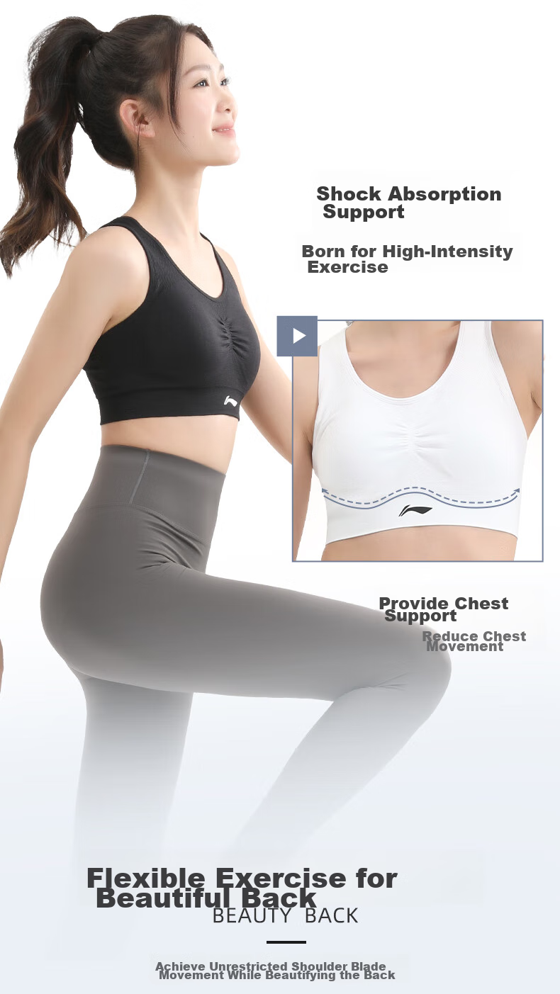 Li-Ning Sports Bra for Women, Yoga Fitness Bra with Medium to High Intensity Support, Quick-Drying Breathable Vest for Running, White M 4