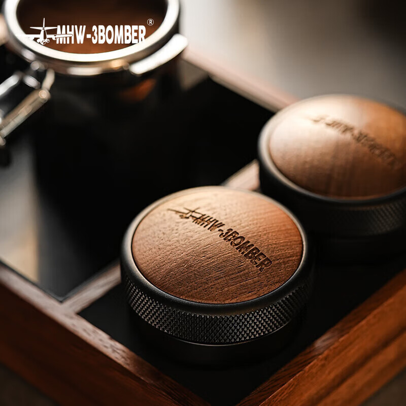 MHW-3BOMBER CD Series Coffee Grinder, Four-Blade Tamper, Italian Coffee Tamper, Wooden Lid, Black, 58MM, for Home Use