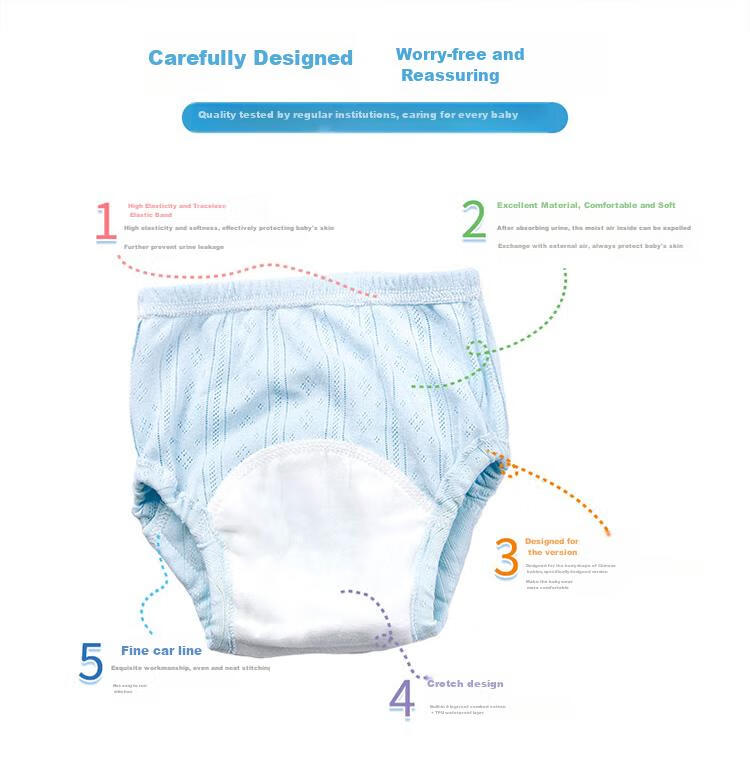 Xiqinbao Baby Diaper Pants Unisex Toilet Training Pants Waterproof Pants 3-Pack, Recommended for 14-19kg, Size 110 2