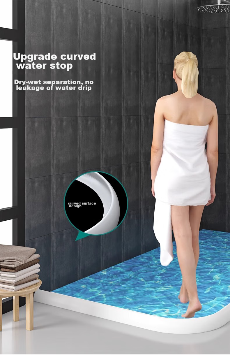 Honglu Bathroom Water Barrier Strip, White Hollow-Out Design, 2m Long, for Bathroom And Kitchen Floor Wet And Dry Separation, Flexible 1