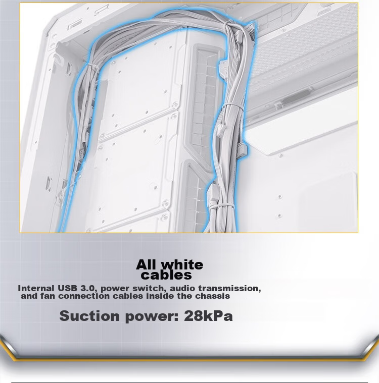 ASUS TUF GAMING GT502 White Arsenal Case, White Cables, Dual-Chamber Design, Tool-Free Disassembly, White Seaside View, Innovative Cooling, GPU Bracket 4