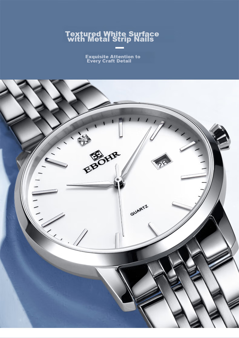 EBOHR Men's Watch, Master Series Simple Steel Strap Quartz Men's Watch, Birthday Mid-Autumn Festival Gift 50290413 3