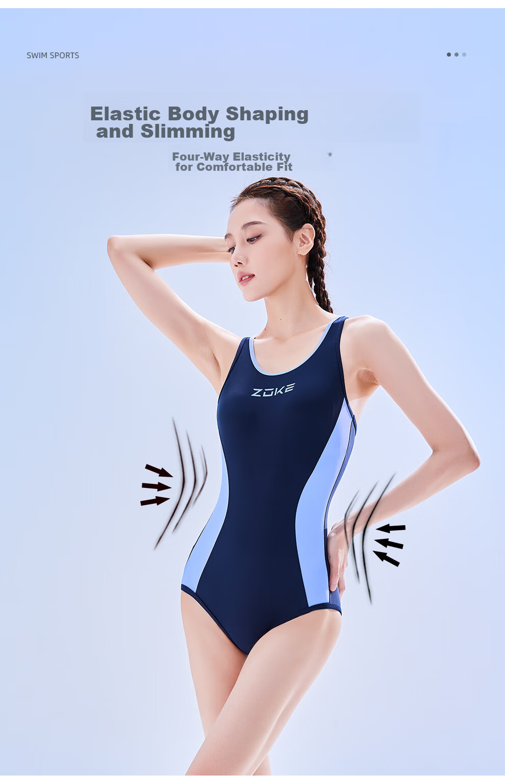 ZOKE Women's Swimsuit Professional Training One-Piece Tummy Control Sports Hot Spring Swimwear 122601124 Black/pink XL 3