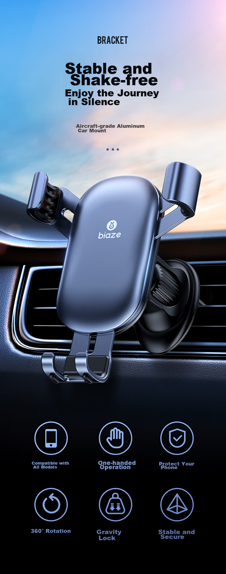 BIAZE Car Phone Holder, Car Navigation Vent Mount, Car Accessory, Interior Decoration Accessory, Automotive Product 1