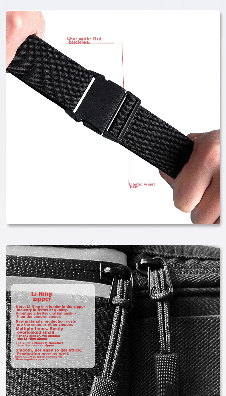 Li-Ning Running Waist Bag Unisex Sports Belt Pack Multifunctional Waterproof Zipper Phone Pouch Marathon Running Bag 20