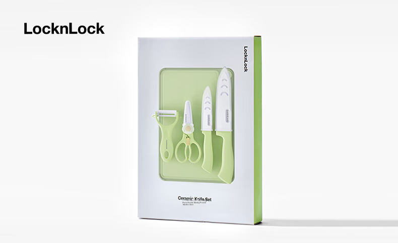 LOCK&LOCK Baby Food Preparation Tool Set, Infant Cutting Board And Knife Set, Children's Supplementary Food Chopping Board, Ceramic Food Scissors 15