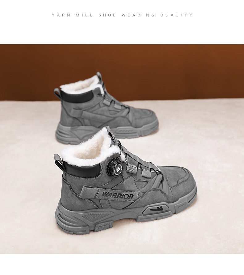 Warrior Men's Martin Boots 2025 Autumn Winter New Men's Fleece Warm Work Snow Cotton Boots Khaki 43 14