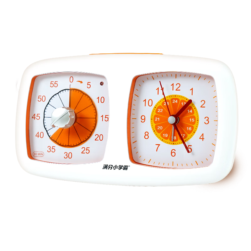 Manfenxiaoxueba Orange Time Management Dual-Screen Visual Timer for Children And Students, Self-Discipline Countdown Alarm Clock