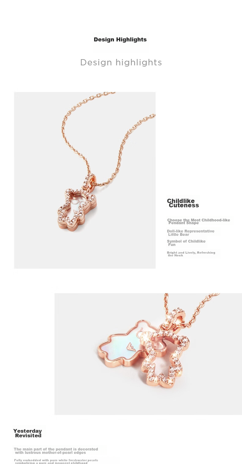 EMPORIO ARMANI Women's Necklace, Bear Mother-Of Necklace, Birthday Gift for Girlfriend, EGS3114221 3
