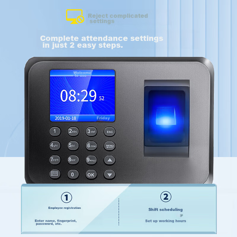 Youku Intelligent Fingerprint Attendance Machine, No-Internet Sign-In Device without Software, Automatic Report Generatio