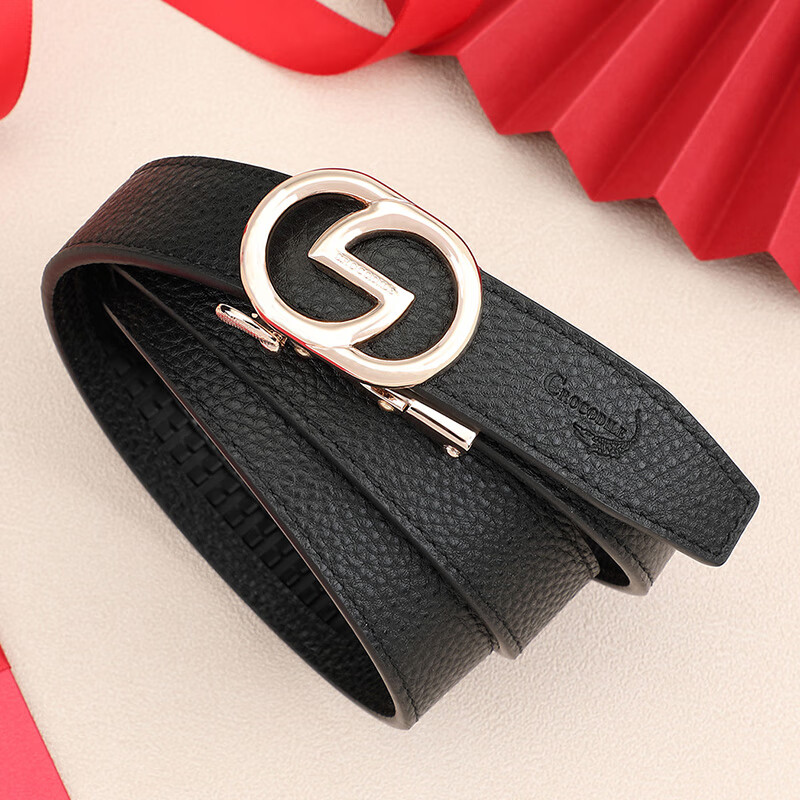 CROCODILE Top-Grain Leather Women's Belt with Automatic Buckle, Fashionable Casual Versatile Waistband, Birthday Gift for Women T3603