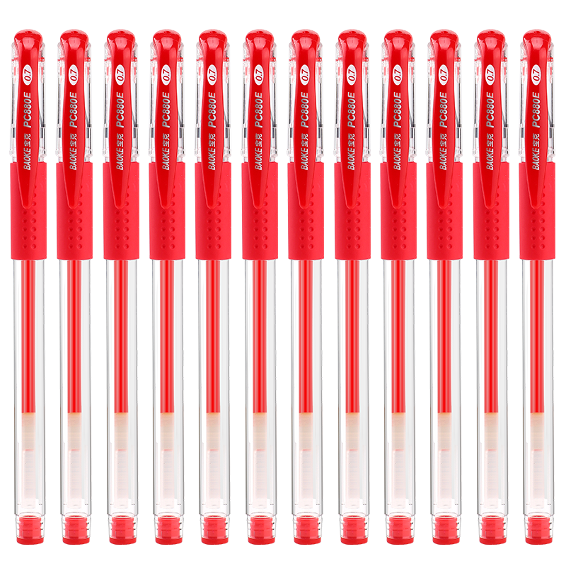 BAOKE PC880E 0.7mm Bullet Tip Gel Pen, Office Pen, Signing Pen, Red, 12 Pens/box