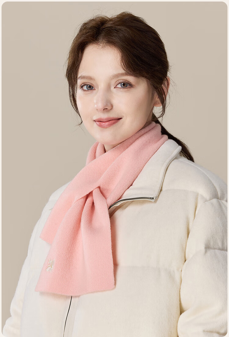 JIUMU Pure Wool Scarf for Women, Autumn And Winter Embroidered Red Warm Neck Warmer, Mid-Autumn Festival Birthday Gift 19