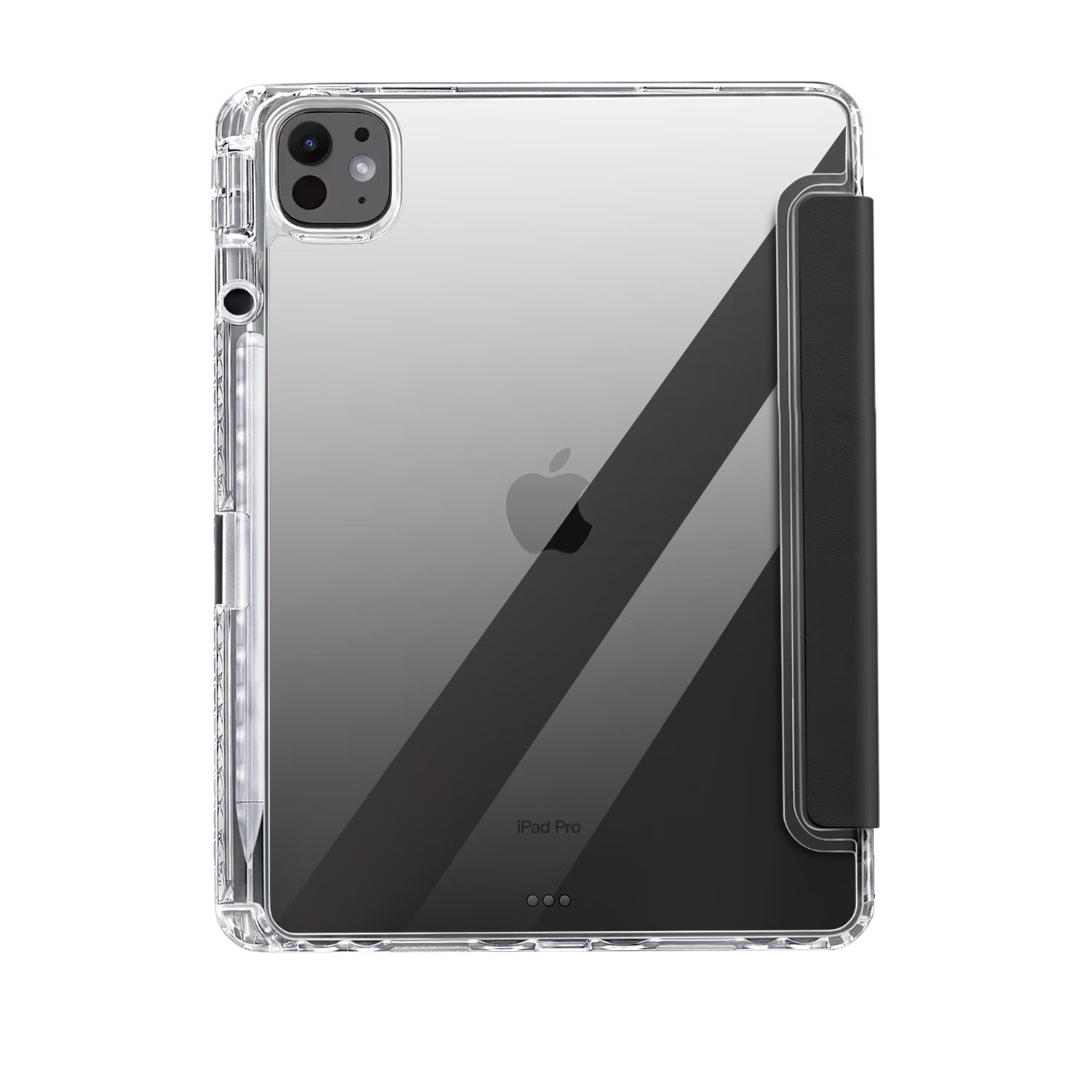 BUBM IPad Air 2024 Case, 13-Inch Transparent Acrylic Anti-Bend Protective Cover with Pencil Holder for Apple M2 Chip Tablet, Stand, Obsidian Black