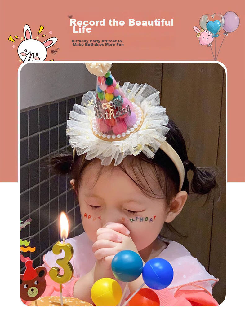 Duomeiyi Birthday Hat, Birthday Scene Decoration, Girl's Birthday Props, Atmosphere, Adult Dress-Up, Children's Birthday Party Decorations 3