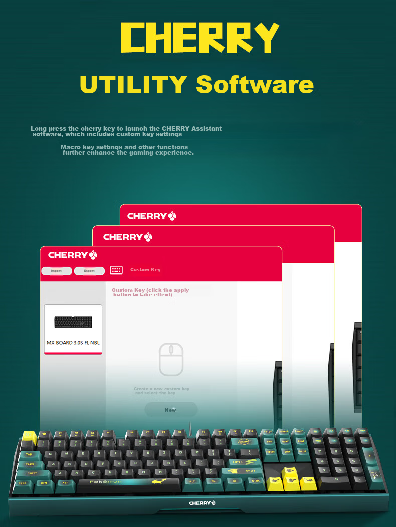 CHERRY MX3.0S Mechanical Keyboard Pikachu IP Collaboration Edition Pokemon Gift Box Wired 108-Key Keyboard with Alloy Shell for Computer, Office, Gaming And E-Sports 10