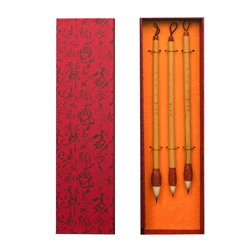 Yihaitangwenhua Calligraphy Brush, Four Treasures of The Study, Gray Tail Squirrel Hair Wolf Hair Mixed Hair Goat Hair Brush for Calligraphy And Chinese Painting, Large Medium Small Regular Script Running Script Clerical Seal Script Brush Gift Box, Xijiangyue Calligraphy Brush Set