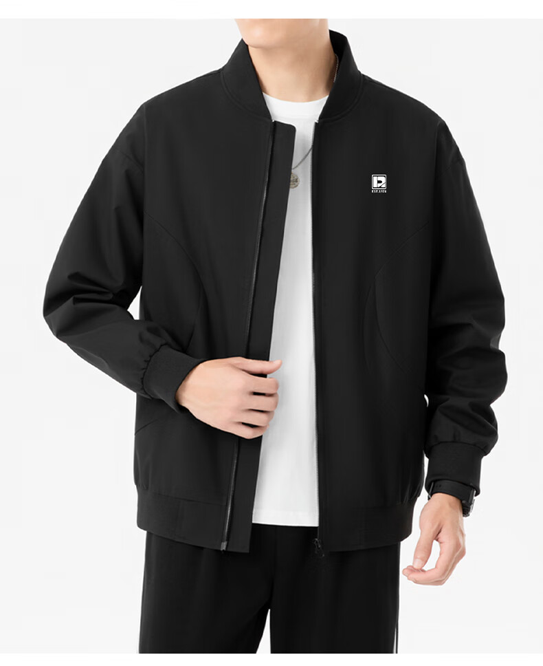 ROMON Jacket for Men, Autumn Sports Baseball Uniform, Casual Menswear, Outdoor Outerwear, ZH2402, Off-White, 4XL 18