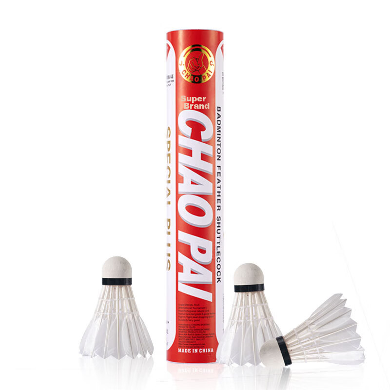 CHAO PAI Badminton Shuttlecocks, Jin Hong Super International Competition Grade, Full Soft Wood Racket Head, 12-Pack, Speed 76