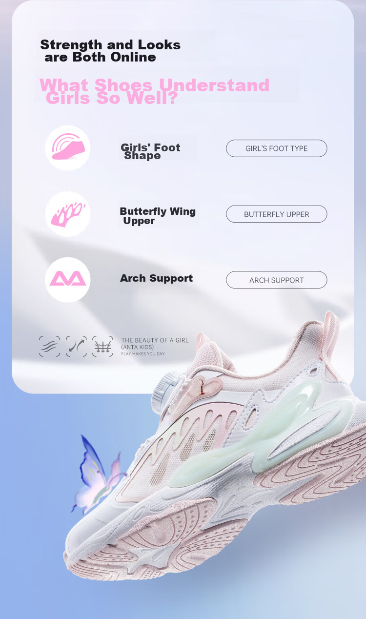 Anta Kids Sports Shoes Girls Toddler 2026 Summer Mesh Breathable Butterfly Wing Casual Shoes 322629922 2