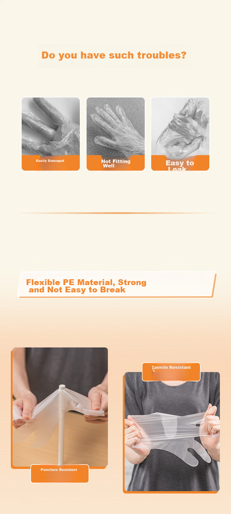 Miaojie Children's Disposable PE Gloves 200pcs Recommended for Ages 4-7 Food Grade Dining and Painting Gloves Individually Packaged 2