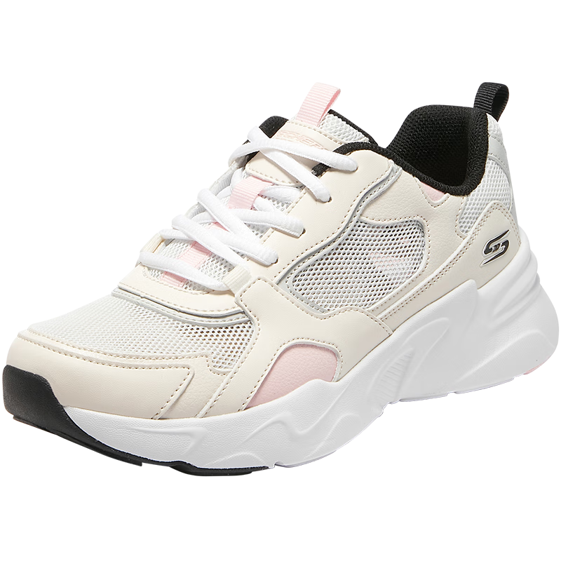 Skechers Women's Shoes, Macaron Color Chunky Sneakers, Fashionable Comfortable Sports Casual Shoes, NTLP Natural/pink, Size 36