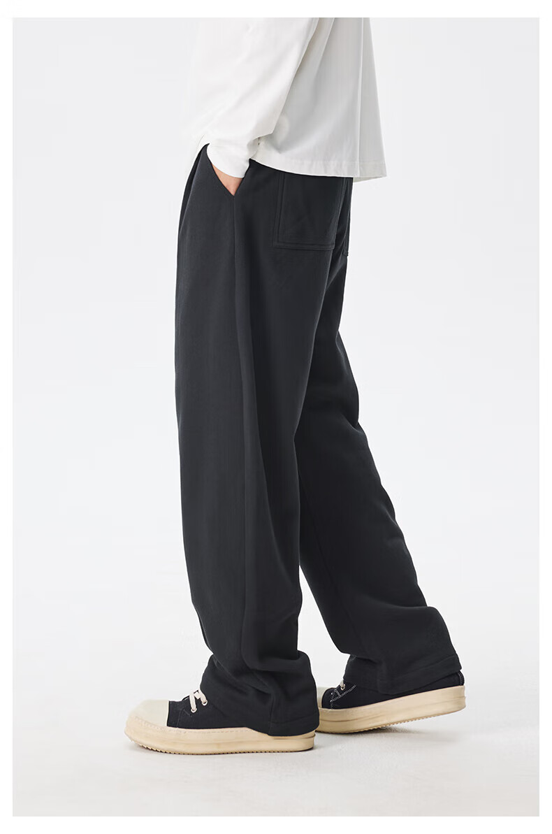 CHINISM Casual Pants, American-Style Curved Knife Pants, Straight-Leg Trendy Fashion Sweatpants, Sports Pants, Loose-Fitting Trousers, Slimming Effect, Draping Long Pants 11
