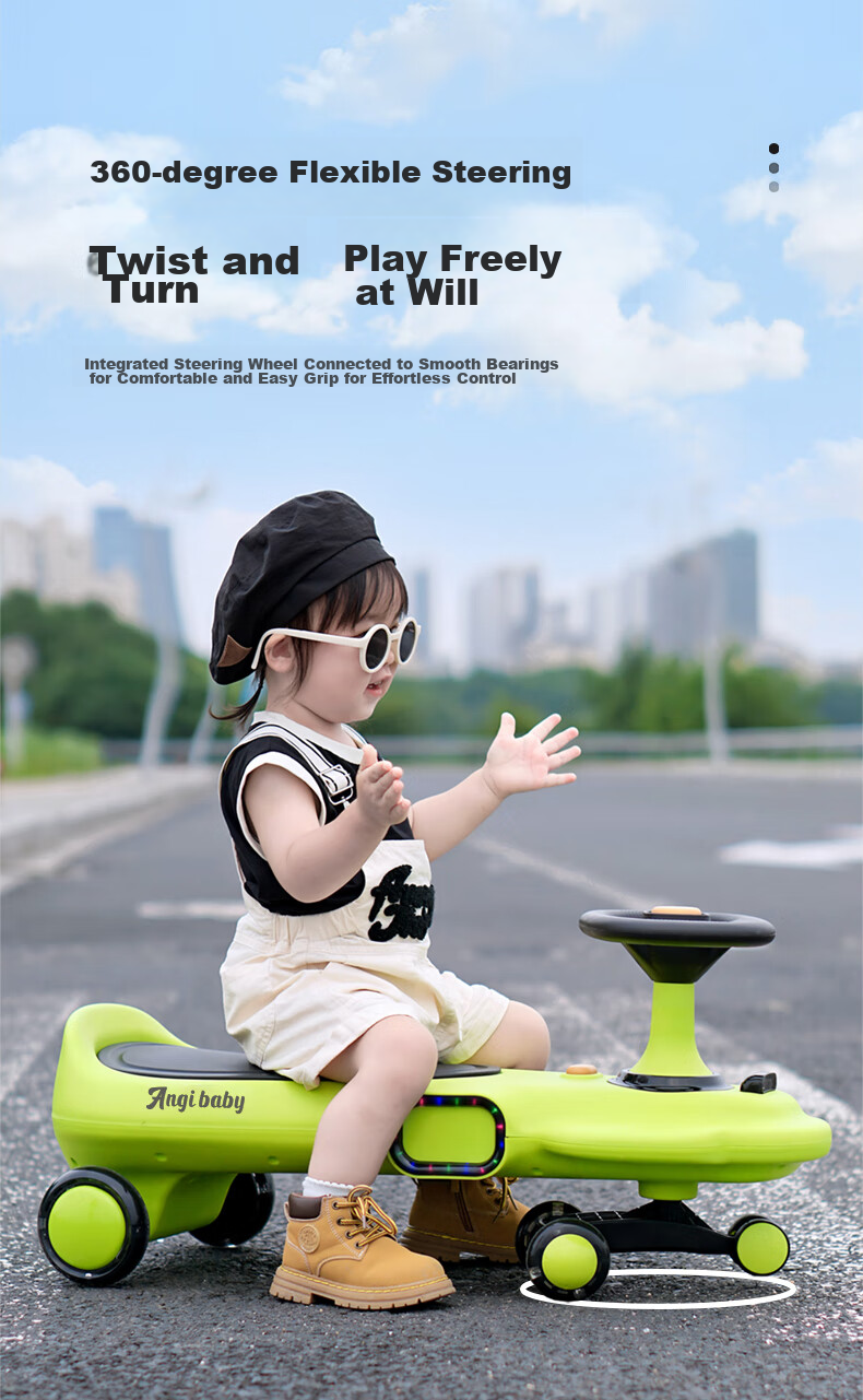 ANGI BABY Anti-Rollover Twist Car, Two-Person Children's Scooter, Front Wheel Swivel Children's Gift 13