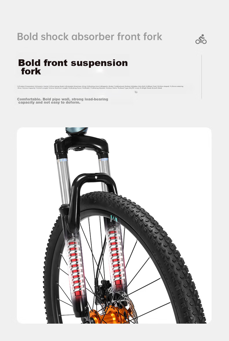 BATTLE Mountain Bike, 27-Speed, 26-Inch, Front And Rear Disc Brakes, for Men And Adults, Suitable for City And Off-Road Cycling 8