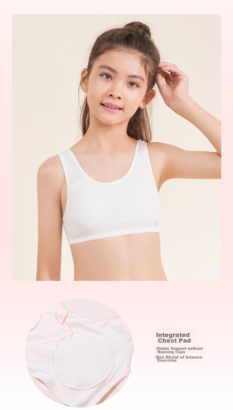 AIMER JUNIOR Bra First Stage Vest-Style Sports Bra, Girls' Development Vest, Mesh Fabric AJ1158591 White 150 3