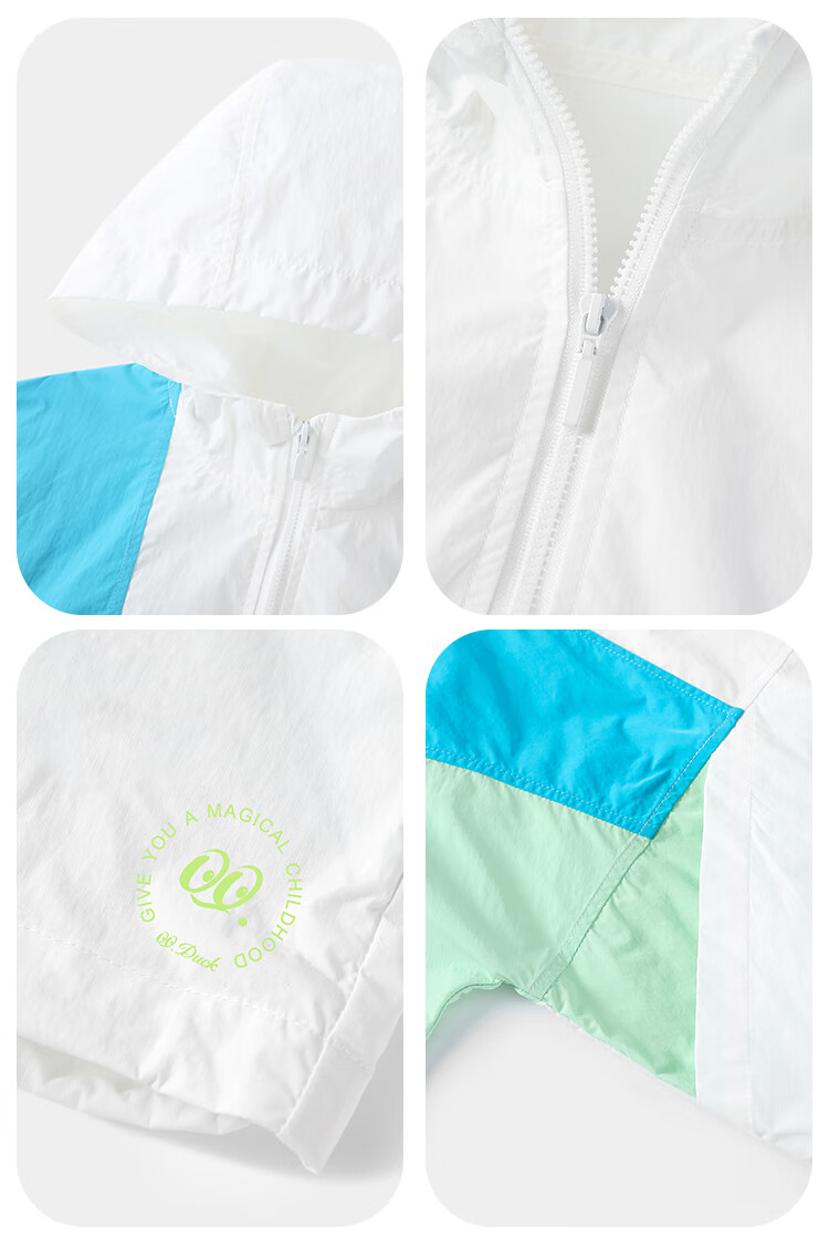 QQ DUCK Children's Clothing Girls' Sun Protection Jacket Kids' Summer Thin Coat Sunshade Youth Clothing Three Colors Off-White; 130 34