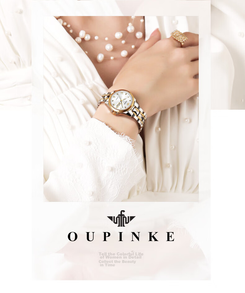 Oupinke Women's Fully Automatic Mechanical Watch, Skeleton Design with Diamond Inlay, Imported Movement, Butterfly Wristwatch, Birthday And 520 Gift for Girlfriend 9