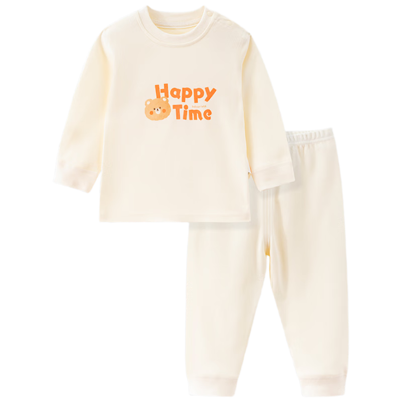 Babyprints Baby Cotton Baby Underwear Set Boys and Girls Homewear Autumn Clothes 2-Piece Set Top and Pants Bear 80