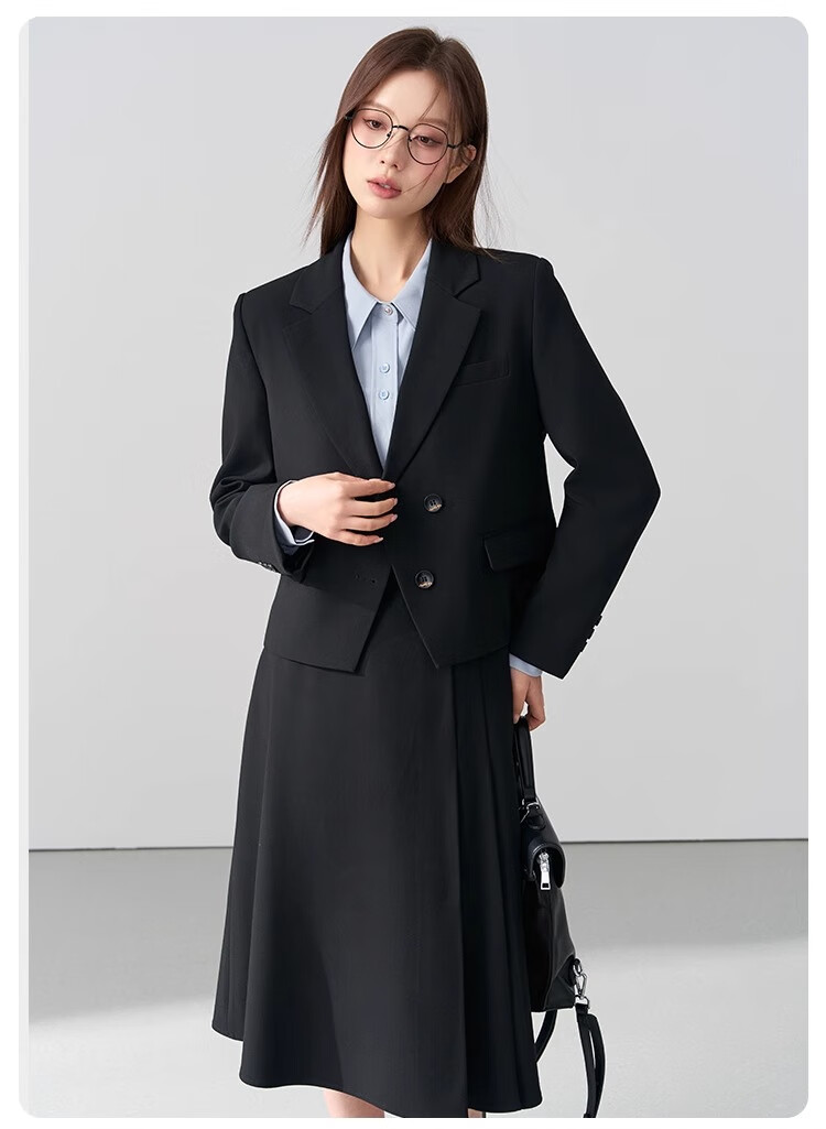 Bodexiaojie Beige Interview Suit Jacket for Women, Professional Commute Formal Wear, Lightweight Office Suit for Petite Figures 32
