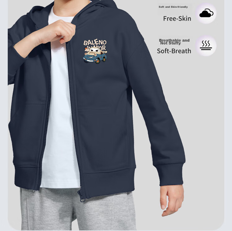 Baleno Boys' Jacket, Spring And Autumn 2026 Style, Casual Loose Outerwear for Boys, Spring Clothing for Older Children, Hooded Cardigan, Children's Wear 5